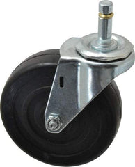 E.R. Wagner - 4" Diam x 1-1/4" Wide x 4-1/2" OAH Stem Mount Swivel Caster - Soft Rubber, 165 Lb Capacity, Delrin Bearing, 7/16 x 1-3/8" Friction Stem - Apex Tool & Supply