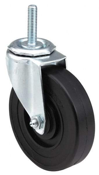 E.R. Wagner - 5" Diam x 1-1/4" Wide x 5-1/2" OAH Stem Mount Swivel Caster - Polyolefin, 280 Lb Capacity, Plain Bearing, 1/2-13 x 1-1/2" Threaded Stem - Apex Tool & Supply