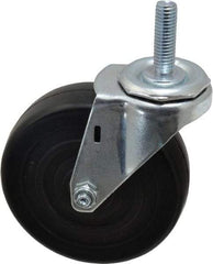 E.R. Wagner - 4" Diam x 1-1/4" Wide x 4-1/2" OAH Stem Mount Swivel Caster - Soft Rubber, 165 Lb Capacity, Delrin Bearing, 7/16-14 x 1-1/2" Threaded Stem - Apex Tool & Supply