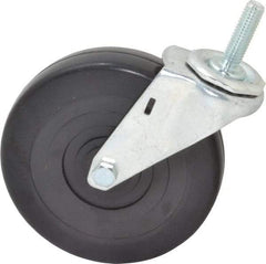 E.R. Wagner - 5" Diam x 1-1/4" Wide x 5-1/2" OAH Stem Mount Swivel Caster - Soft Rubber, 190 Lb Capacity, Delrin Bearing, 7/16-14 x 1-1/2" Threaded Stem - Apex Tool & Supply