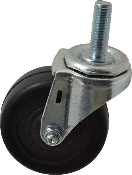 E.R. Wagner - 3" Diam x 1-1/4" Wide x 3-5/8" OAH Stem Mount Swivel Caster - Soft Rubber, 125 Lb Capacity, Delrin Bearing, 1/2-13 x 1-1/2" Threaded Stem - Apex Tool & Supply