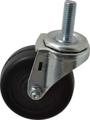 E.R. Wagner - 3" Diam x 1-1/4" Wide x 3-5/8" OAH Stem Mount Swivel Caster - Soft Rubber, 125 Lb Capacity, Delrin Bearing, 1/2-13 x 1-1/2" Threaded Stem - Apex Tool & Supply