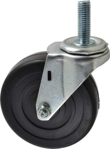 E.R. Wagner - 4" Diam x 1-1/4" Wide x 4-1/2" OAH Stem Mount Swivel Caster - Soft Rubber, 165 Lb Capacity, Delrin Bearing, 1/2-13 x 1-1/2" Threaded Stem - Apex Tool & Supply