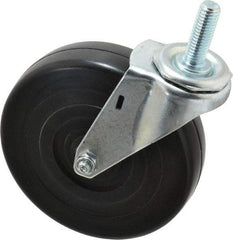 E.R. Wagner - 5" Diam x 1-1/4" Wide x 5-1/2" OAH Stem Mount Swivel Caster - Soft Rubber, 190 Lb Capacity, Delrin Bearing, 1/2-13 x 1-1/2" Threaded Stem - Apex Tool & Supply