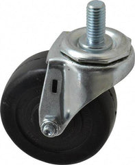 E.R. Wagner - 3" Diam x 1-1/4" Wide x 3-5/8" OAH Stem Mount Swivel Caster - Soft Rubber, 125 Lb Capacity, Delrin Bearing, 1/2-13 x 1" Threaded Stem - Apex Tool & Supply