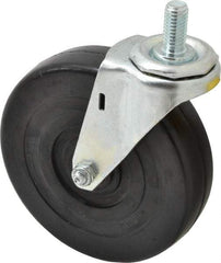 E.R. Wagner - 5" Diam x 1-1/4" Wide x 5-1/2" OAH Stem Mount Swivel Caster - Soft Rubber, 190 Lb Capacity, Delrin Bearing, 1/2-13 x 1" Threaded Stem - Apex Tool & Supply