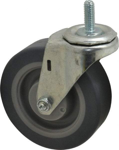 E.R. Wagner - 4" Diam x 1-1/4" Wide x 4-1/2" OAH Stem Mount Swivel Caster - TPR, 165 Lb Capacity, Delrin Bearing, 3/8-16 x 1" Threaded Stem - Apex Tool & Supply