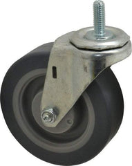 E.R. Wagner - 4" Diam x 1-1/4" Wide x 4-1/2" OAH Stem Mount Swivel Caster - TPR, 165 Lb Capacity, Delrin Bearing, 3/8-16 x 1" Threaded Stem - Apex Tool & Supply
