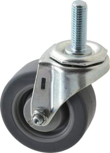 E.R. Wagner - 3" Diam x 1-1/4" Wide x 3-5/8" OAH Stem Mount Swivel Caster - TPR, 125 Lb Capacity, Delrin Bearing, 1/2-13 x 1-1/2" Threaded Stem - Apex Tool & Supply