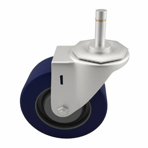 E.R. Wagner - 3" Diam x 1-1/4" Wide x 3-5/8" OAH Stem Mount Swivel Caster - Polyurethane, 210 Lb Capacity, Delrin Bearing, 7/16 x 1-3/8" Friction Stem - Apex Tool & Supply