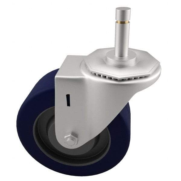 E.R. Wagner - 4" Diam x 1-1/4" Wide x 4-1/2" OAH Stem Mount Swivel Caster - Polyurethane, 275 Lb Capacity, Delrin Bearing, 7/16 x 1-3/8" Friction Stem - Apex Tool & Supply