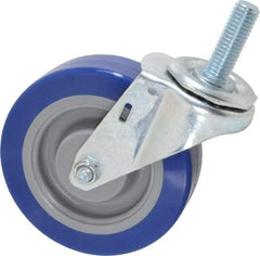 E.R. Wagner - 4" Diam x 1-1/4" Wide x 4-1/2" OAH Stem Mount Swivel Caster - Polyurethane, 275 Lb Capacity, Delrin Bearing, 1/2-13 x 1-1/2" Threaded Stem - Apex Tool & Supply