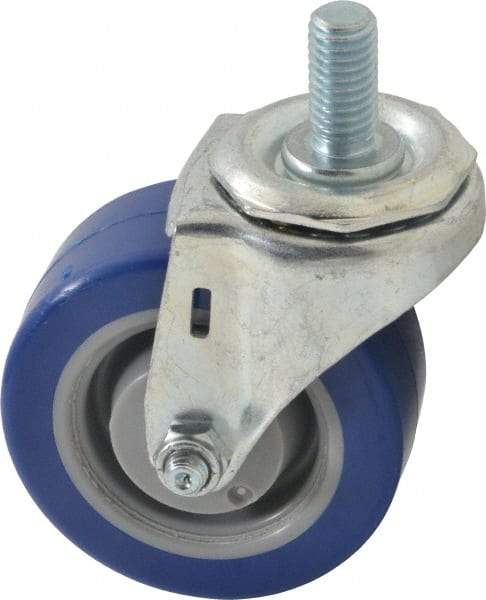 E.R. Wagner - 3" Diam x 1-1/4" Wide x 3-5/8" OAH Stem Mount Swivel Caster - Polyurethane, 210 Lb Capacity, Delrin Bearing, 1/2-13 x 1" Threaded Stem - Apex Tool & Supply