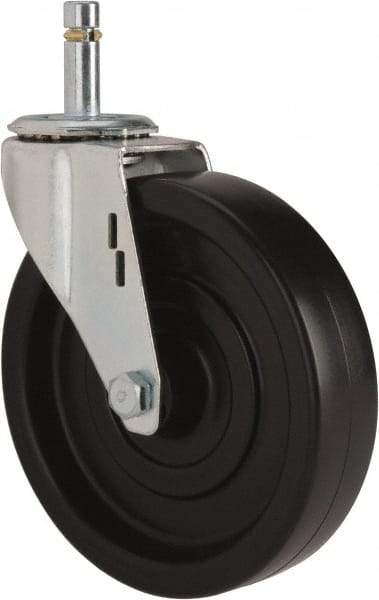 E.R. Wagner - 5" Diam x 1-1/4" Wide x 5-1/2" OAH Stem Mount Swivel Caster - Polyolefin, 280 Lb Capacity, Plain Bearing, 7/16 x 1-3/8" Friction Stem - Apex Tool & Supply