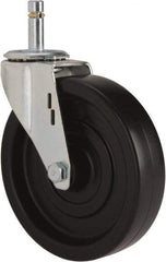 E.R. Wagner - 5" Diam x 1-1/4" Wide x 5-1/2" OAH Stem Mount Swivel Caster - Polyolefin, 280 Lb Capacity, Plain Bearing, 7/16 x 1-3/8" Friction Stem - Apex Tool & Supply