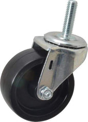 E.R. Wagner - 3" Diam x 1-1/4" Wide x 3-5/8" OAH Stem Mount Swivel Caster - Polyolefin, 210 Lb Capacity, Plain Bearing, 7/16-14 x 1-1/2" Threaded Stem - Apex Tool & Supply