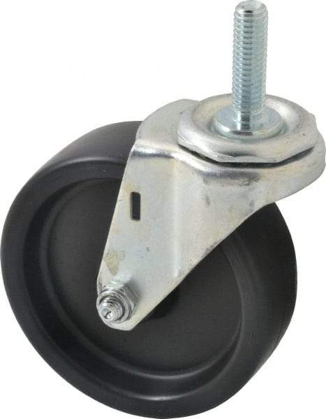 E.R. Wagner - 4" Diam x 1-1/4" Wide x 4-1/2" OAH Stem Mount Swivel Caster - Polyolefin, 255 Lb Capacity, Plain Bearing, 7/16-14 x 1-1/2" Threaded Stem - Apex Tool & Supply