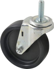 E.R. Wagner - 4" Diam x 1-1/4" Wide x 4-1/2" OAH Stem Mount Swivel Caster - Polyolefin, 255 Lb Capacity, Plain Bearing, 7/16-14 x 1-1/2" Threaded Stem - Apex Tool & Supply