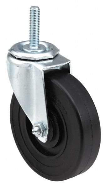 E.R. Wagner - 3" Diam x 1-1/4" Wide x 3-5/8" OAH Stem Mount Swivel Caster - TPR, 125 Lb Capacity, Delrin Bearing, 7/16 x 1-3/8" Friction Stem - Apex Tool & Supply