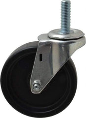 E.R. Wagner - 4" Diam x 1-1/4" Wide x 4-1/2" OAH Stem Mount Swivel Caster - Polyolefin, 255 Lb Capacity, Plain Bearing, 1/2-13 x 1-1/2" Threaded Stem - Apex Tool & Supply