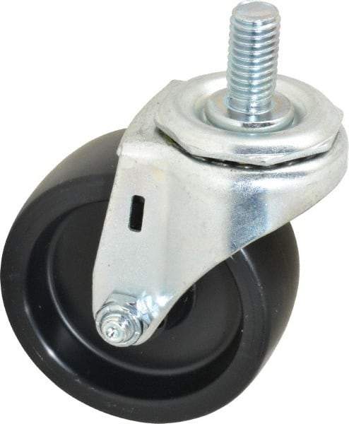 E.R. Wagner - 3" Diam x 1-1/4" Wide x 3-5/8" OAH Stem Mount Swivel Caster - Polyolefin, 210 Lb Capacity, Plain Bearing, 1/2-13 x 1" Threaded Stem - Apex Tool & Supply