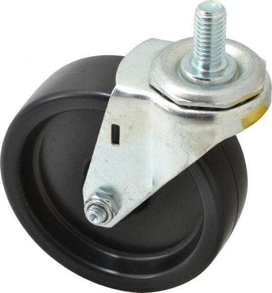 E.R. Wagner - 4" Diam x 1-1/4" Wide x 4-1/2" OAH Stem Mount Swivel Caster - Polyolefin, 255 Lb Capacity, Plain Bearing, 1/2-13 x 1" Threaded Stem - Apex Tool & Supply