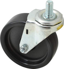 E.R. Wagner - 4" Diam x 1-1/4" Wide x 4-1/2" OAH Stem Mount Swivel Caster - Polyolefin, 255 Lb Capacity, Plain Bearing, 1/2-13 x 1" Threaded Stem - Apex Tool & Supply
