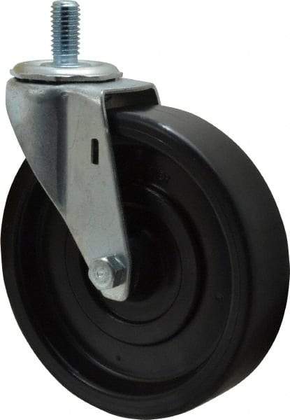 E.R. Wagner - 5" Diam x 1-1/4" Wide x 5-1/2" OAH Stem Mount Swivel Caster - Polyolefin, 280 Lb Capacity, Plain Bearing, 1/2-13 x 1" Threaded Stem - Apex Tool & Supply