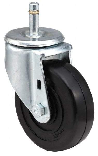 E.R. Wagner - 4" Diam x 1-1/4" Wide x 5" OAH Stem Mount Swivel Caster - TPR, 165 Lb Capacity, Ball Bearing, 7/8" Friction Stem - Apex Tool & Supply