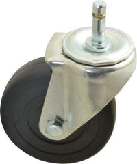 E.R. Wagner - 4" Diam x 1-1/4" Wide x 5" OAH Stem Mount Swivel Caster - Soft Rubber, 165 Lb Capacity, Delrin Bearing, 7/16 x 1-3/8" Friction Stem - Apex Tool & Supply