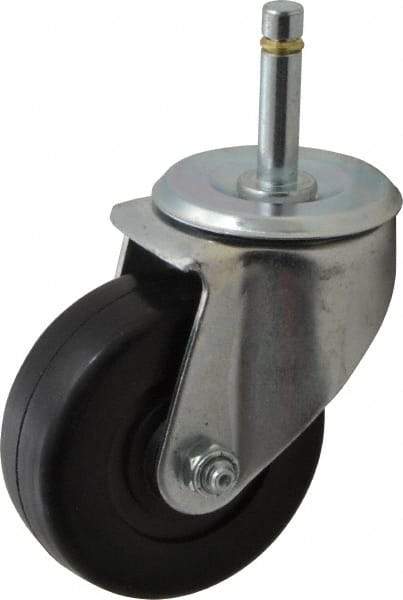 E.R. Wagner - 3-1/2" Diam x 1-1/4" Wide x 4-1/2" OAH Stem Mount Swivel Caster - Soft Rubber, 155 Lb Capacity, Delrin Bearing, 7/16 x 1-29/32" Friction Stem - Apex Tool & Supply