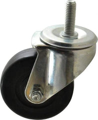 E.R. Wagner - 3-1/2" Diam x 1-1/4" Wide x 4-1/2" OAH Stem Mount Swivel Caster - Soft Rubber, 155 Lb Capacity, Delrin Bearing, 1/2-13 x 1-1/2" Threaded Stem - Apex Tool & Supply
