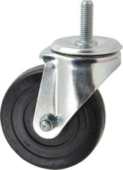 E.R. Wagner - 4" Diam x 1-1/4" Wide x 5" OAH Stem Mount Swivel Caster - Soft Rubber, 165 Lb Capacity, Delrin Bearing, 1/2-13 x 1-1/2" Threaded Stem - Apex Tool & Supply