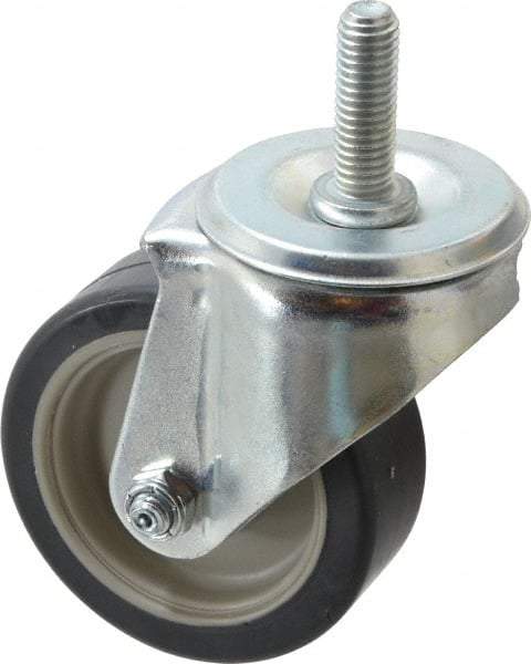 E.R. Wagner - 3-1/2" Diam x 1-1/4" Wide x 4-1/2" OAH Stem Mount Swivel Caster - TPR, 155 Lb Capacity, Delrin Bearing, 1/2-13 x 1-1/2" Threaded Stem - Apex Tool & Supply