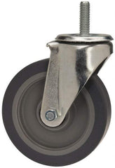 E.R. Wagner - 5" Diam x 1-1/4" Wide x 6-1/8" OAH Stem Mount Swivel Caster - TPR, 200 Lb Capacity, Delrin Bearing, 1/2-13 x 1-1/2" Threaded Stem - Apex Tool & Supply