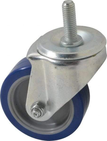 E.R. Wagner - 3-1/2" Diam x 1-1/4" Wide x 4-1/2" OAH Stem Mount Swivel Caster - Polyurethane, 250 Lb Capacity, Delrin Bearing, 1/2-13 x 1-1/2" Threaded Stem - Apex Tool & Supply