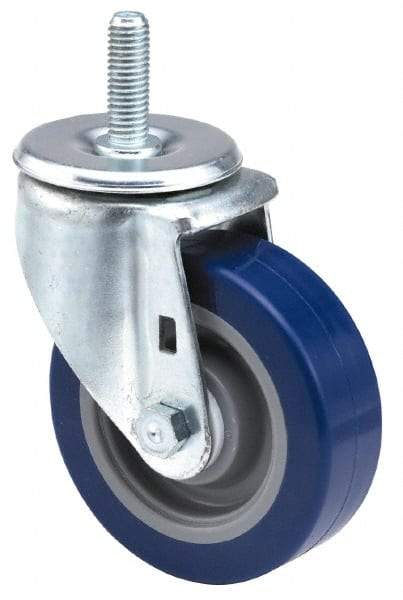 E.R. Wagner - 5" Diam x 1-1/4" Wide x 6-1/8" OAH Stem Mount Swivel Caster - Polyurethane, 300 Lb Capacity, Delrin Bearing, 1/2-13 x 3/4" Threaded Stem - Apex Tool & Supply