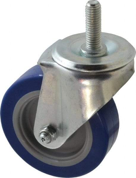 E.R. Wagner - 4" Diam x 1-1/4" Wide x 5" OAH Stem Mount Swivel Caster - Polyurethane, 275 Lb Capacity, Delrin Bearing, 1/2-13 x 1-1/2" Threaded Stem - Apex Tool & Supply