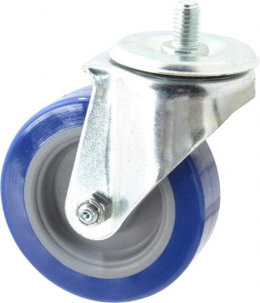E.R. Wagner - 4" Diam x 1-1/4" Wide x 5" OAH Stem Mount Swivel Caster - Polyurethane, 275 Lb Capacity, Delrin Bearing, 1/2-13 x 3/4" Threaded Stem - Apex Tool & Supply