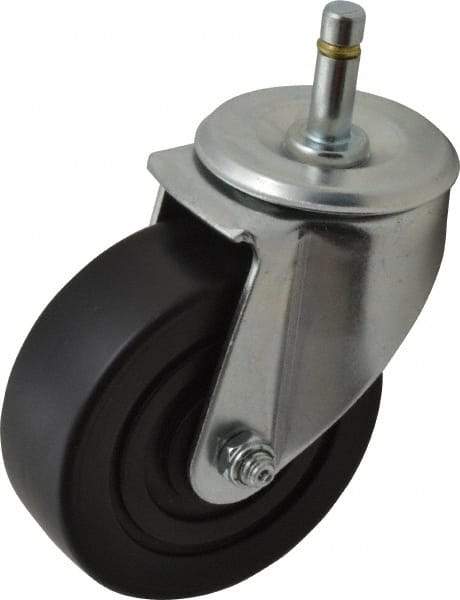 E.R. Wagner - 4" Diam x 1-3/8" Wide x 5" OAH Stem Mount Swivel Caster - Polyolefin, 275 Lb Capacity, Delrin Bearing, 7/16 x 1-3/8" Friction Stem - Apex Tool & Supply