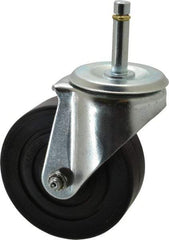 E.R. Wagner - 4" Diam x 1-3/8" Wide x 5" OAH Stem Mount Swivel Caster - Polyolefin, 275 Lb Capacity, Delrin Bearing, 7/16 x 1-29/32" Friction Stem - Apex Tool & Supply
