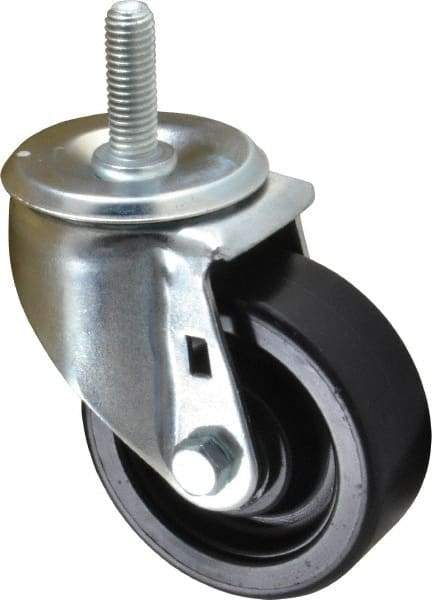 E.R. Wagner - 3-1/2" Diam x 1-1/4" Wide x 4-1/2" OAH Stem Mount Swivel Caster - Polyolefin, 250 Lb Capacity, Delrin Bearing, 1/2-13 x 1-1/2" Threaded Stem - Apex Tool & Supply