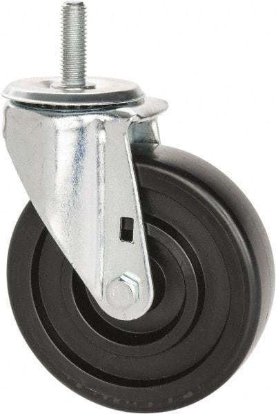 E.R. Wagner - 5" Diam x 1-3/8" Wide x 6-1/8" OAH Stem Mount Swivel Caster - Polyolefin, 300 Lb Capacity, Delrin Bearing, 1/2-13 x 1-1/2" Threaded Stem - Apex Tool & Supply