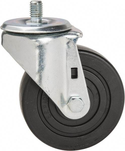 E.R. Wagner - 4" Diam x 1-3/8" Wide x 5" OAH Stem Mount Swivel Caster - Polyolefin, 275 Lb Capacity, Delrin Bearing, 1/2-13 x 3/4" Threaded Stem - Apex Tool & Supply