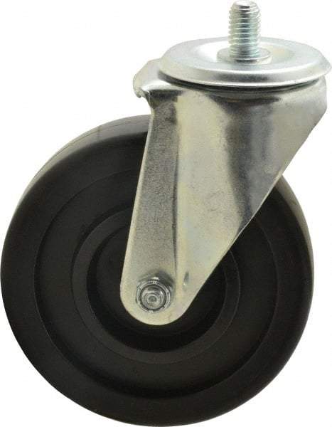 E.R. Wagner - 5" Diam x 1-3/8" Wide x 6-1/8" OAH Stem Mount Swivel Caster - Polyolefin, 300 Lb Capacity, Delrin Bearing, 1/2-13 x 3/4" Threaded Stem - Apex Tool & Supply
