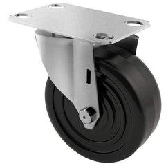 E.R. Wagner - 4" Diam x 1-1/4" Wide x 4-11/16" OAH Top Plate Mount Swivel Caster - Soft Rubber, 165 Lb Capacity, Delrin Bearing, 2-3/4 x 3-3/4" Plate - Apex Tool & Supply