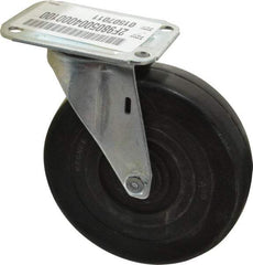 E.R. Wagner - 5" Diam x 1-1/4" Wide x 5-5/8" OAH Top Plate Mount Swivel Caster - Soft Rubber, 190 Lb Capacity, Delrin Bearing, 2-3/4 x 3-3/4" Plate - Apex Tool & Supply