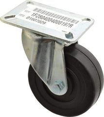 E.R. Wagner - 4" Diam x 1-3/8" Wide x 5-1/16" OAH Top Plate Mount Swivel Caster - Soft Rubber, 200 Lb Capacity, Delrin Bearing, 3-1/8 x 4-1/8" Plate - Apex Tool & Supply