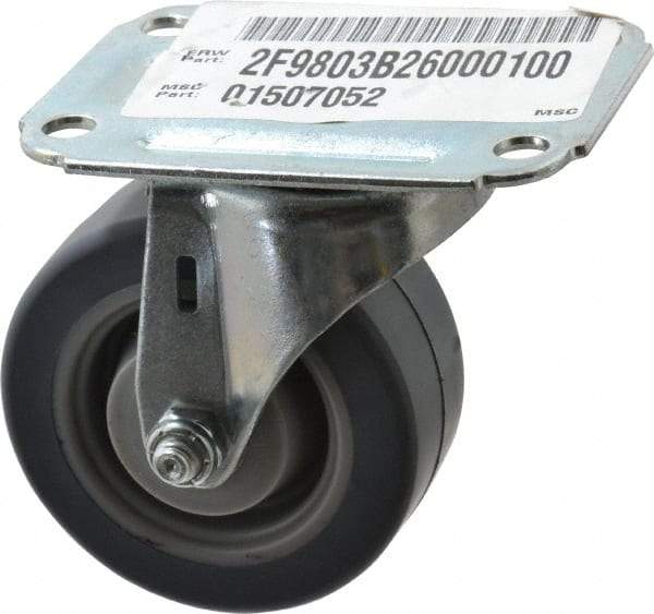 E.R. Wagner - 3" Diam x 1-1/4" Wide x 3-3/4" OAH Top Plate Mount Swivel Caster - TPR, 125 Lb Capacity, Delrin Bearing, 2-3/4 x 3-3/4" Plate - Apex Tool & Supply