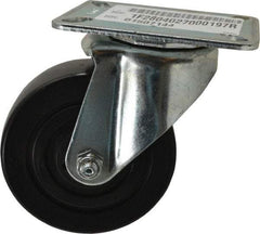 E.R. Wagner - 4" Diam x 1-3/8" Wide x 5-1/16" OAH Top Plate Mount Swivel Caster - Polyolefin, 300 Lb Capacity, Plain Bearing, 3-1/8 x 4-1/8" Plate - Apex Tool & Supply